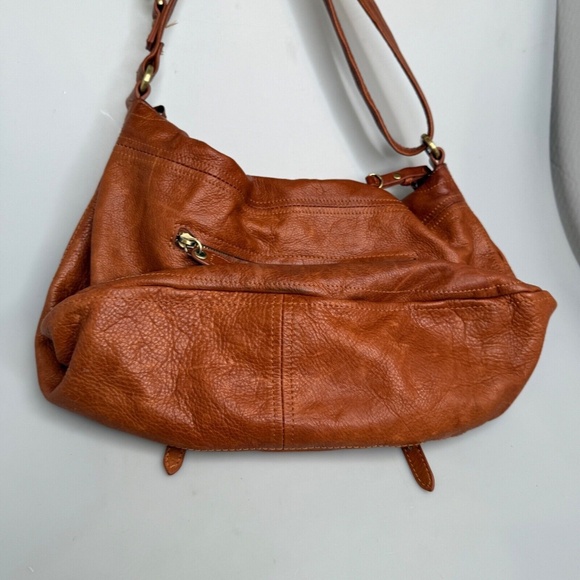 Vintage SABINA NEW YORK Tan Brown Leather Crossbody Bag Foldover Zip Top EUC - Picture 5 of 15